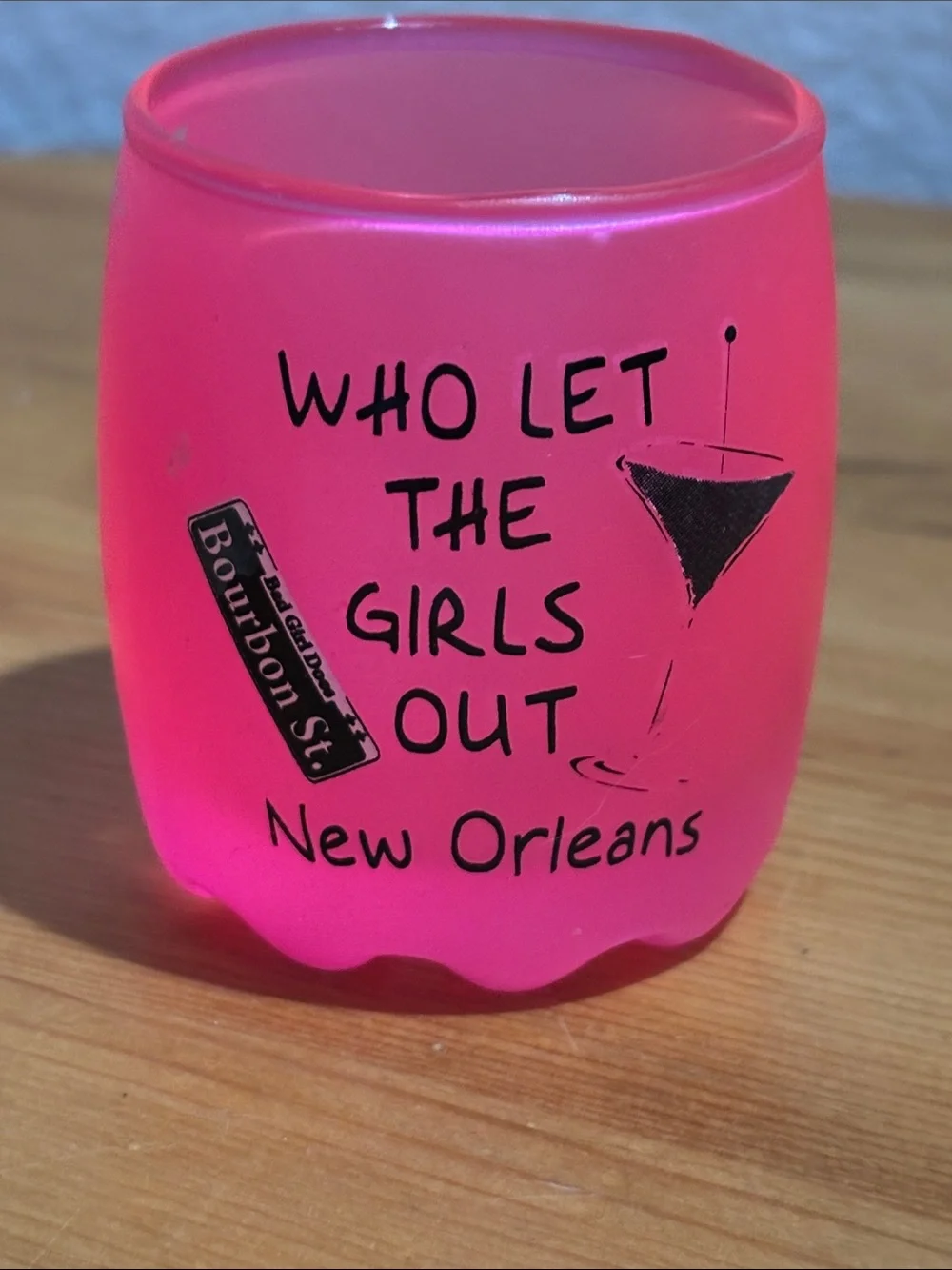 Neon Pink Who Let The Girls Out New Orleans Shot Glass